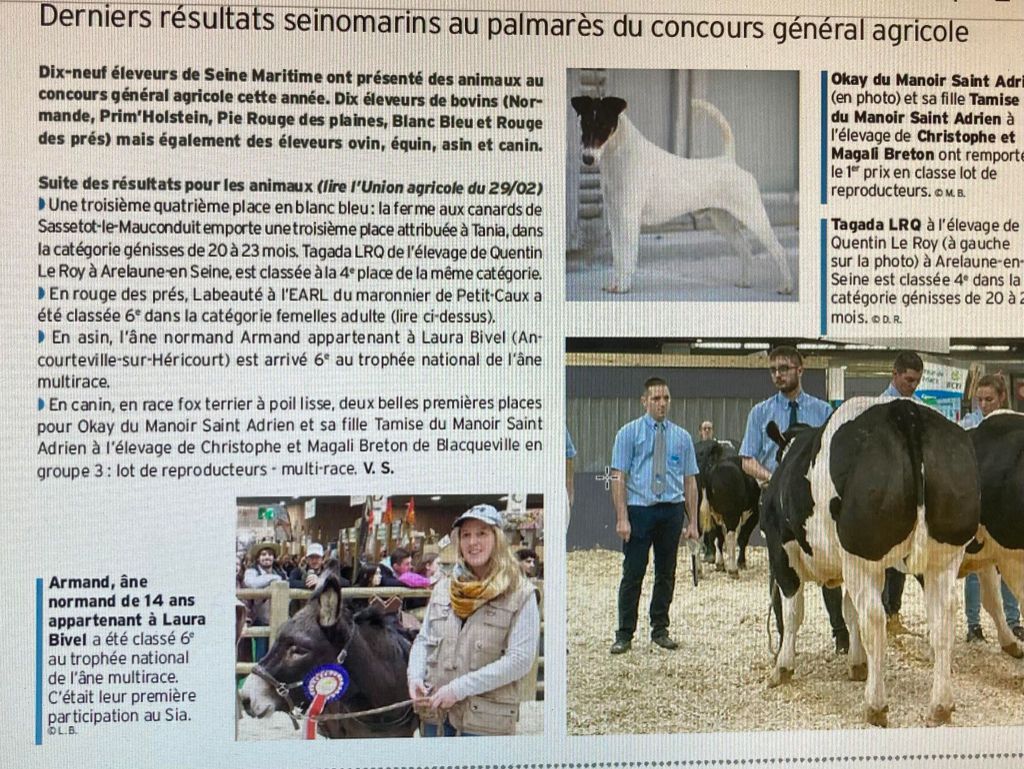 du Manoir Saint Adrien - SIA JOURNAL UNION AGRICOLE 07/03/2024