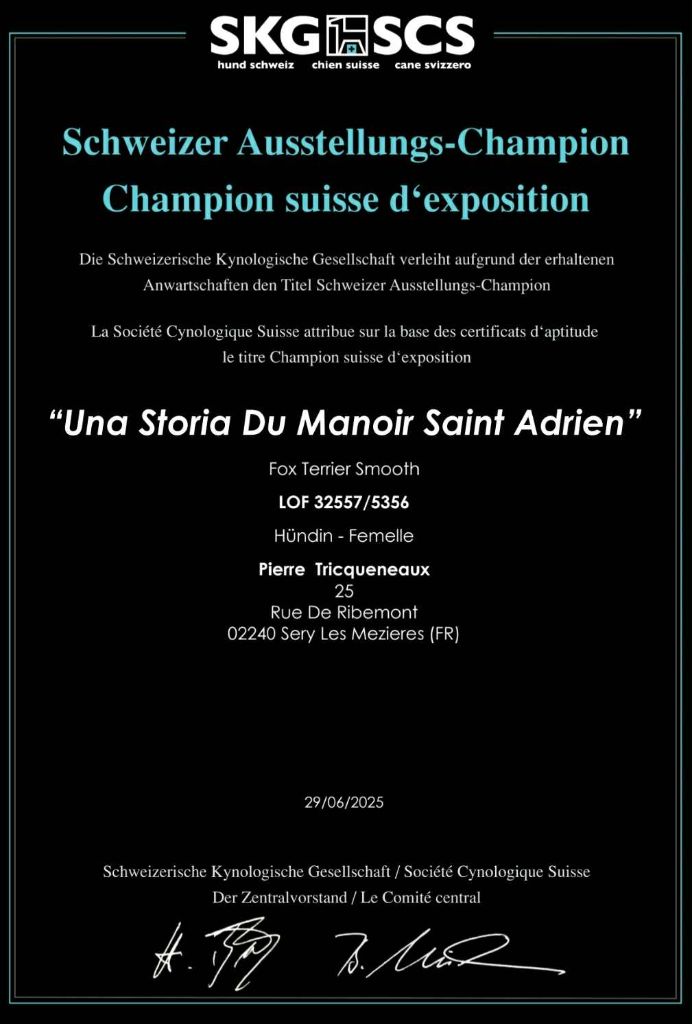 UNA STORIA CHAMPIONNE SUISSE - ENCORE UN TITRE
